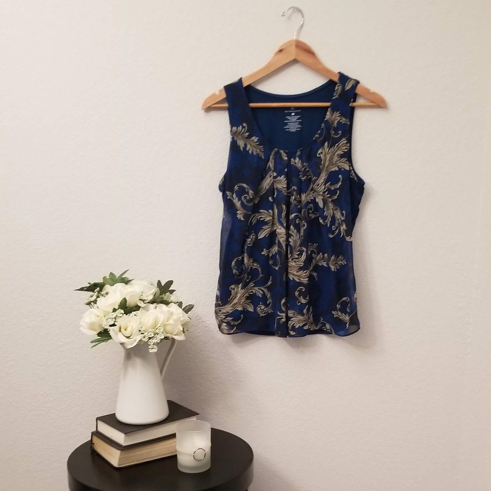 Scroll Print Chiffon Front Top